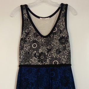 Anthropologie Blue & Black Stretchy Cocktail Dress – Perfect for Parties & More